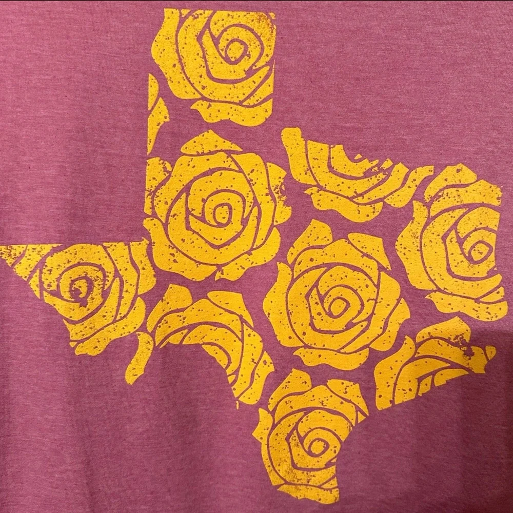 Vibrant Purple and Yellow Short Sleeve Tee with Texas Citrus Design - Picture 4 of 7